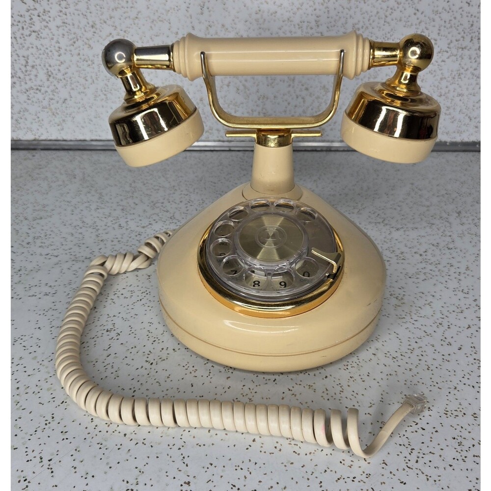 Western Electric Celebrity French Style Rotary Dial Telephone Vintage Beige/Gold